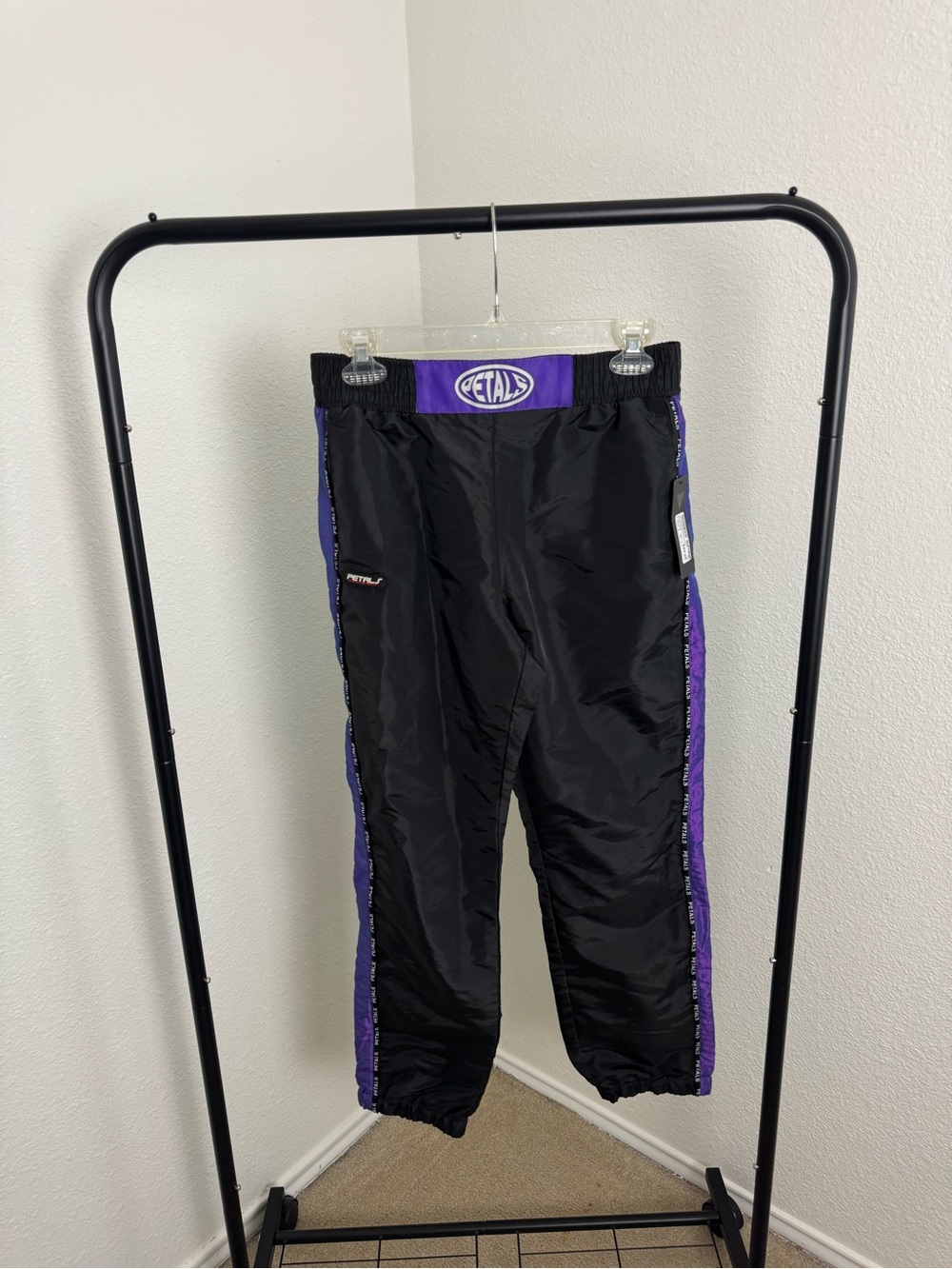 Black & Purple Women's Track Pants with Side Stripe